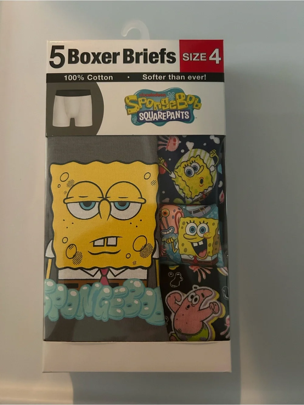 Spongebob Cotton Boxer Briefs 5-pack boys size 4